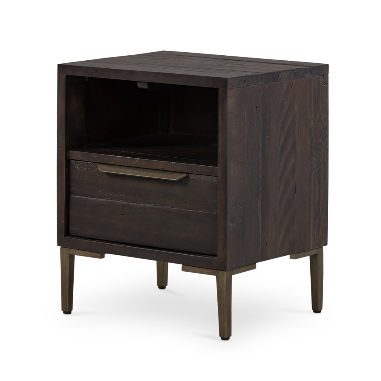 Willow 19" Reclaimed Pine Nightstand - Dark Carbon + Iron