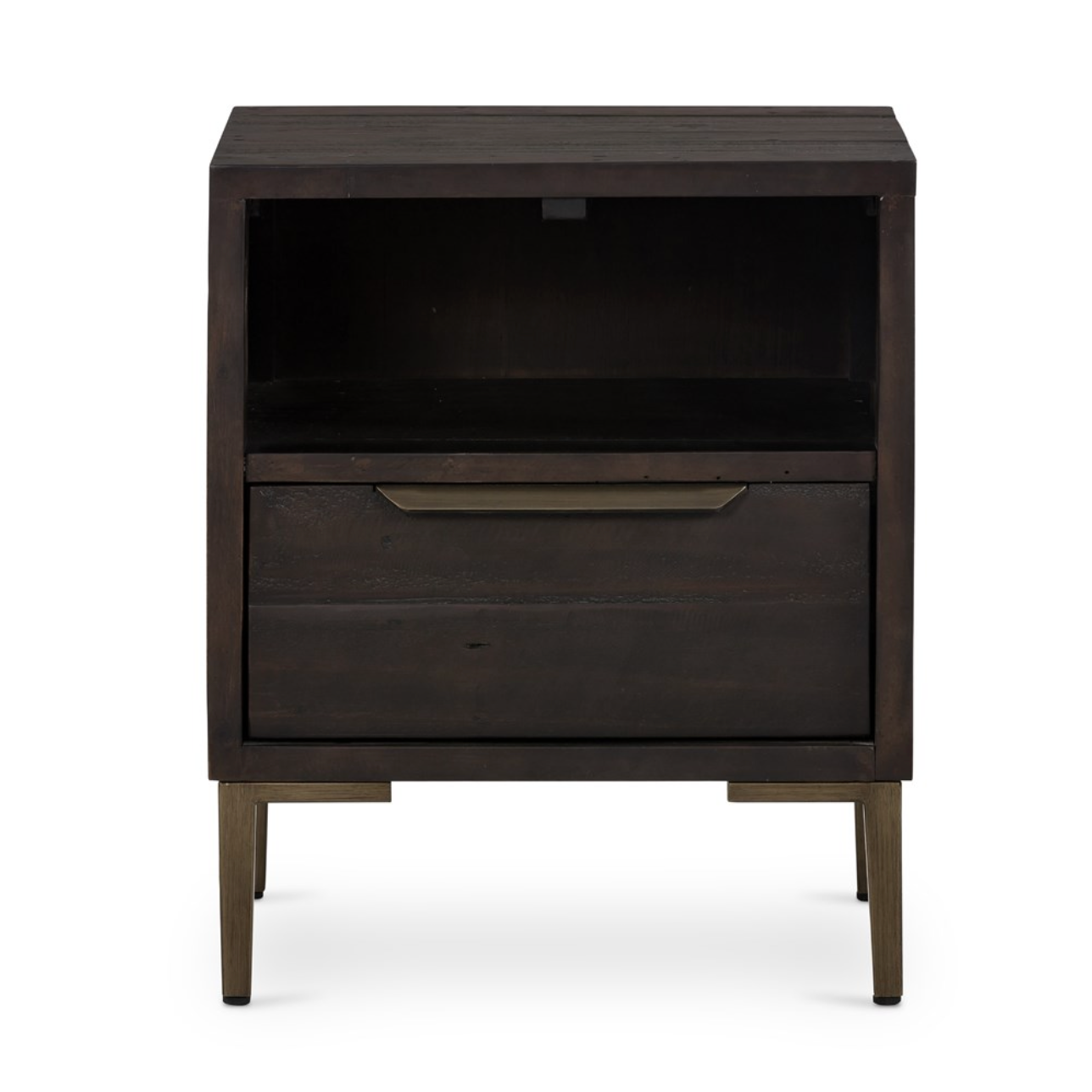 Willow 19" Reclaimed Pine Nightstand - Dark Carbon + Iron