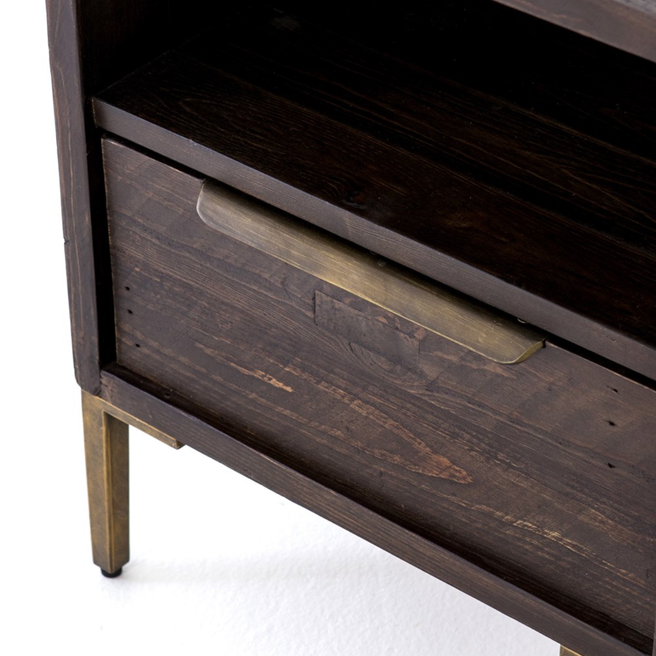 Willow 19" Reclaimed Pine Nightstand - Dark Carbon + Iron