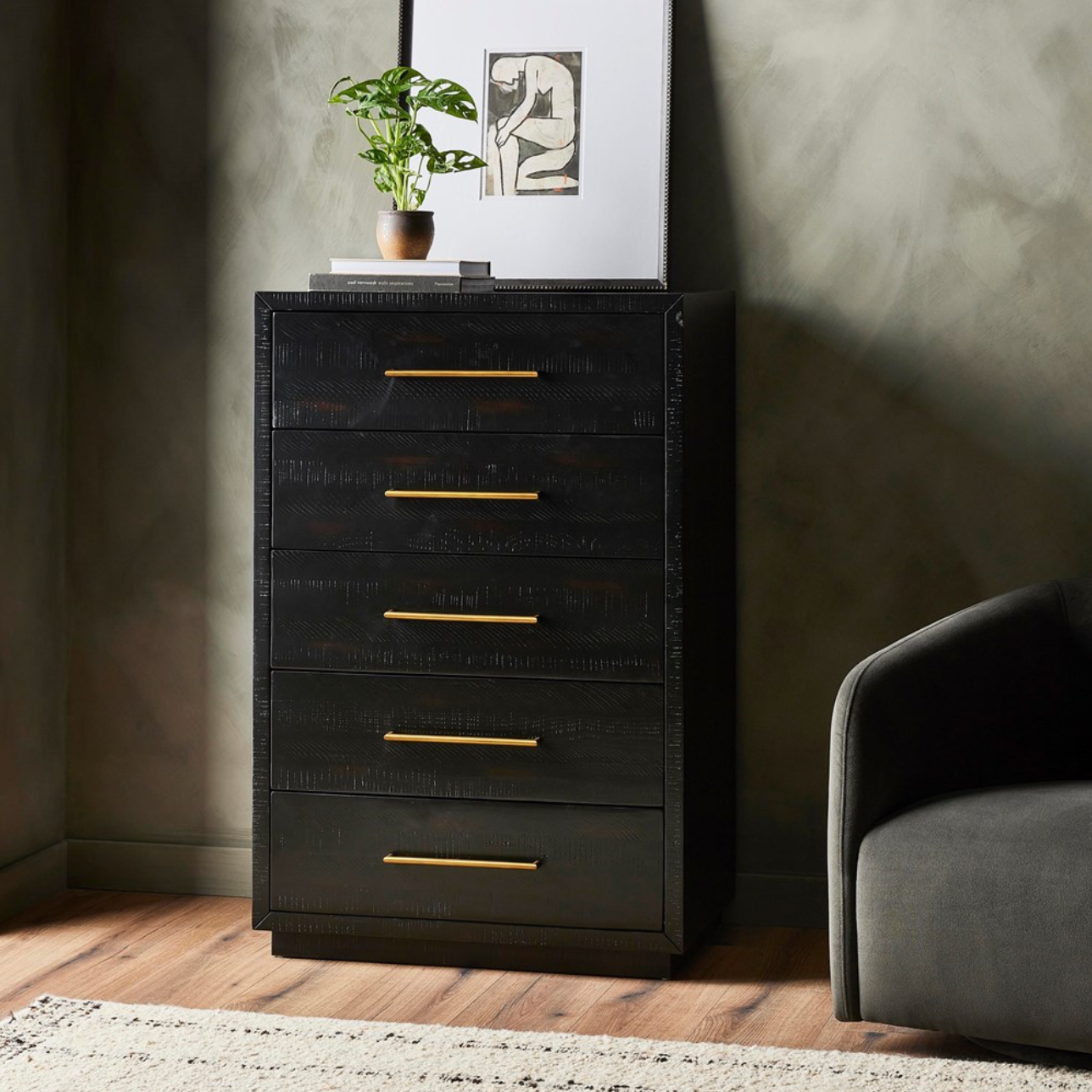 Yasmin 30" Tall 5 Drawer Dresser - Burnish Black