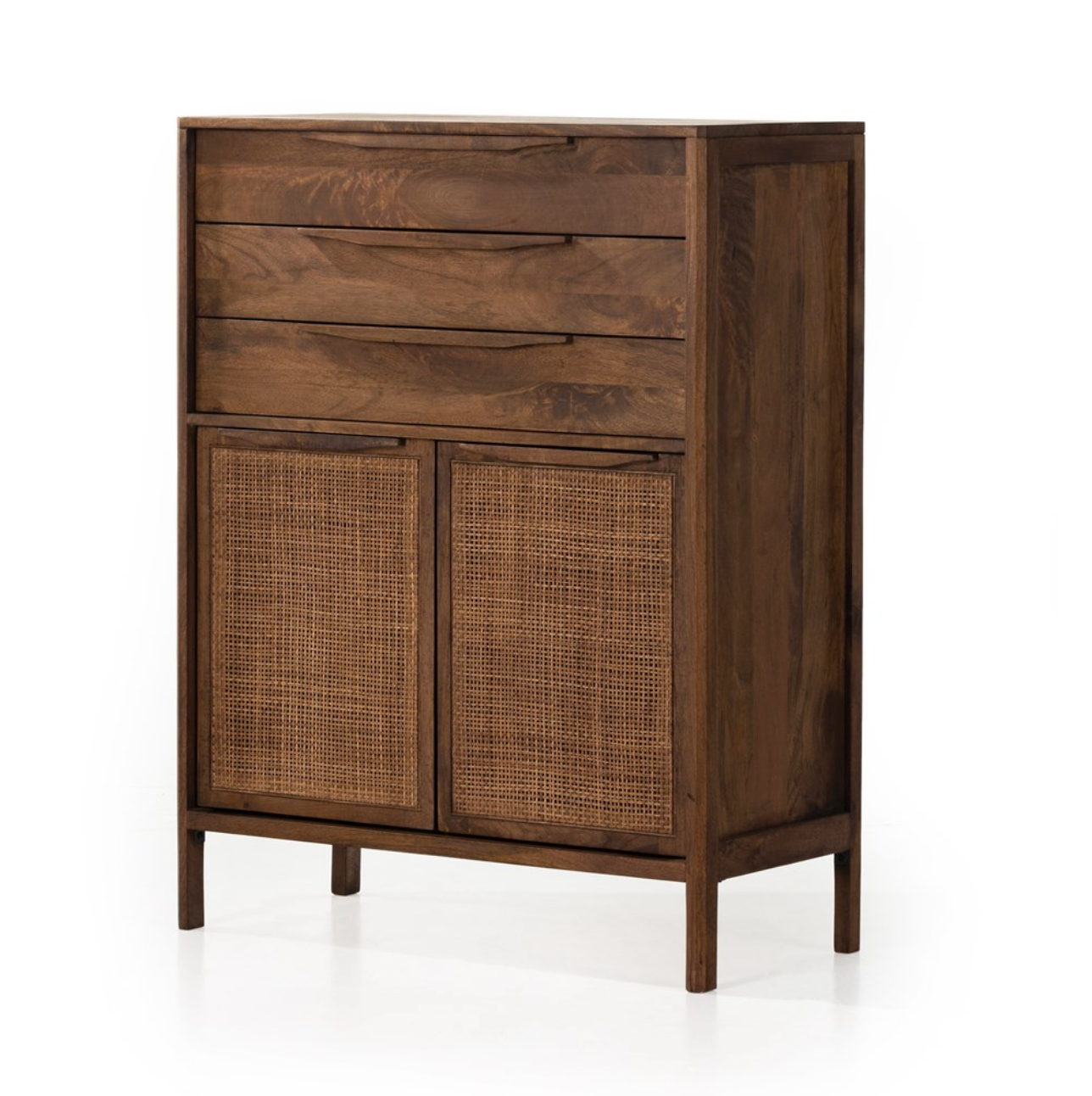 Marcelo 34" Tall 3 Drawer Chest - Brown Wash Mango