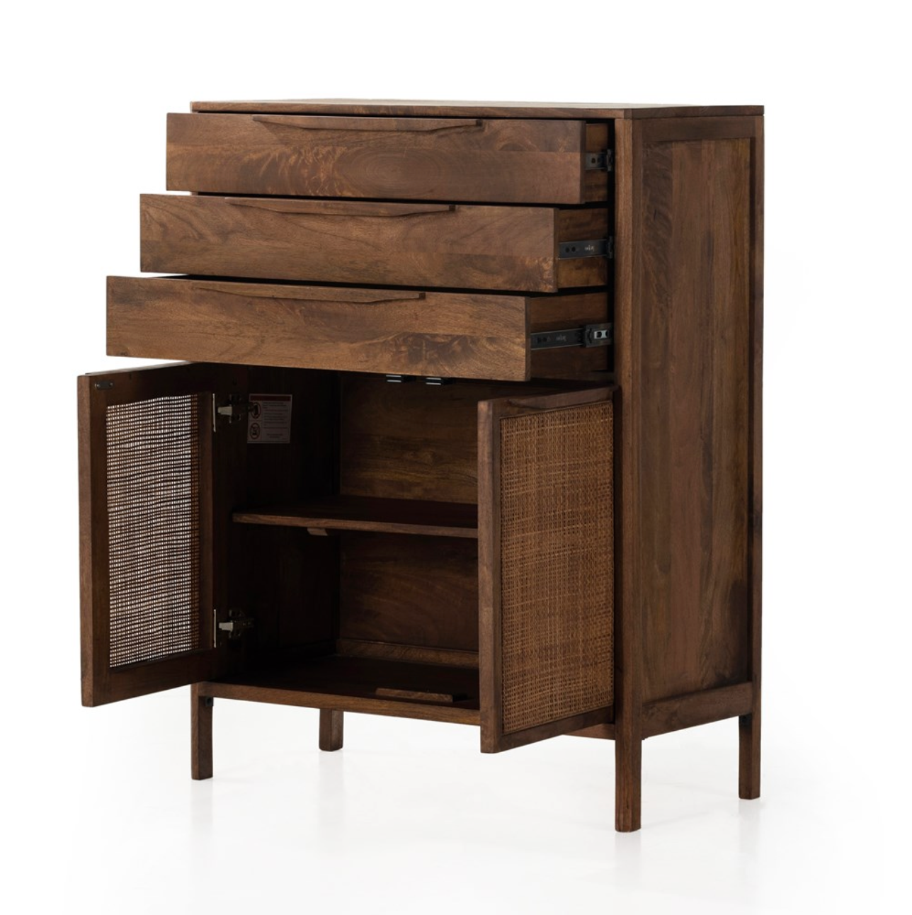 Marcelo 34" Tall 3 Drawer Chest - Brown Wash Mango