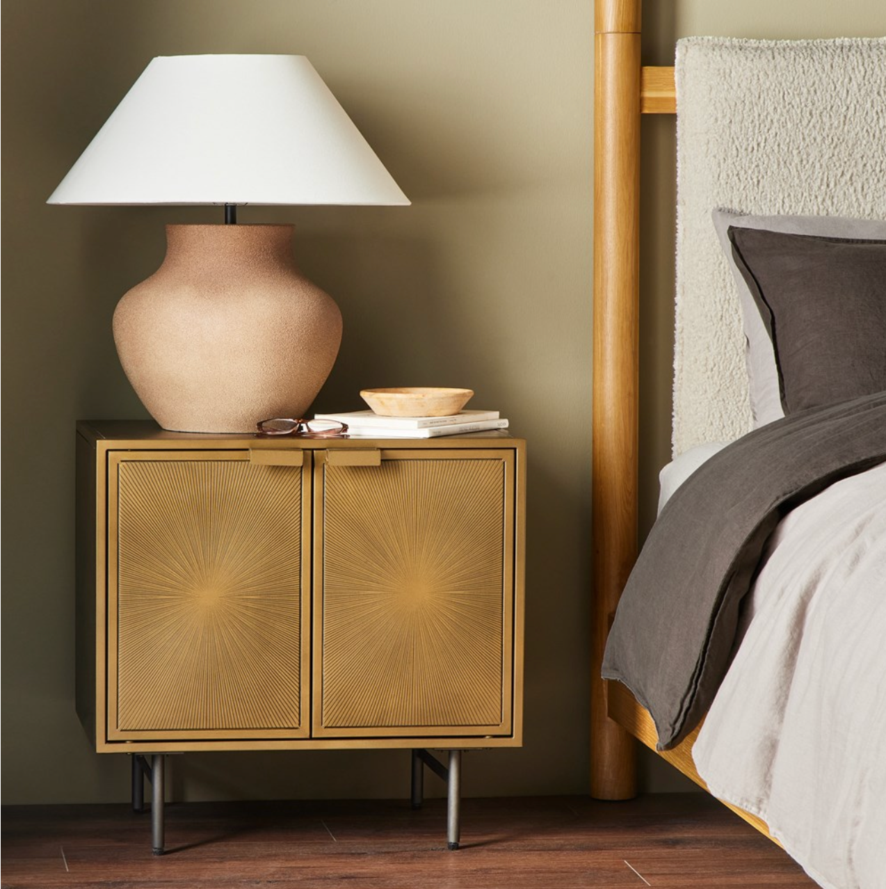 Veda 25" Nightstand - Aged Brass