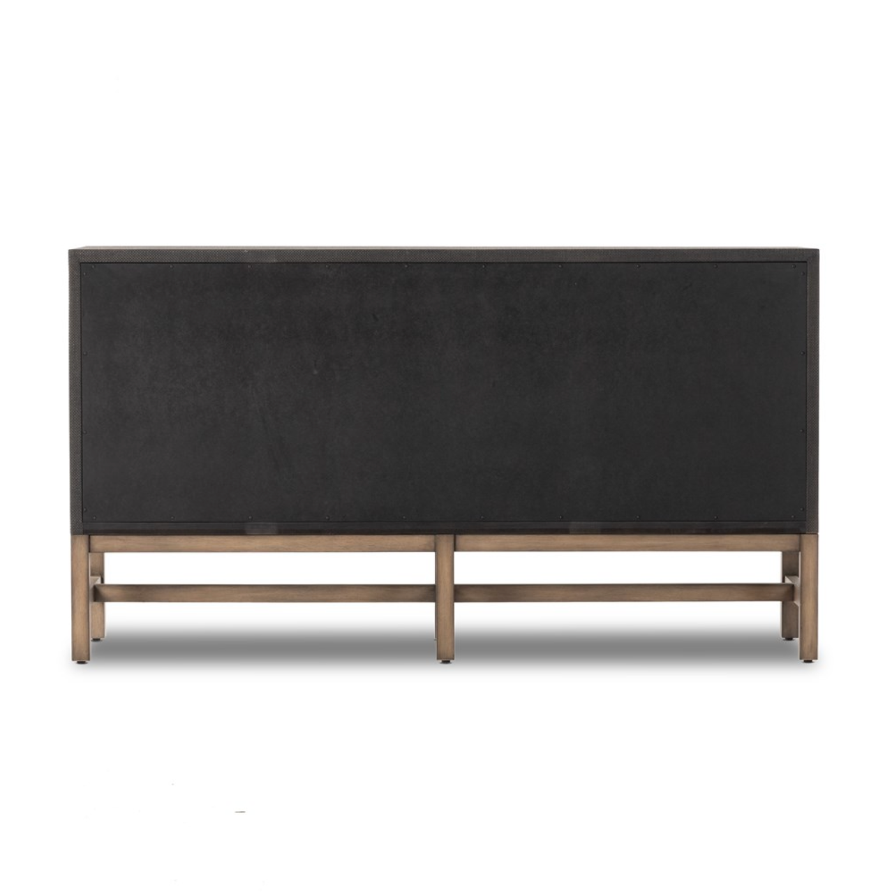 Bhari 62" 6 Drawer Dresser - Woven Black +Antique Brass