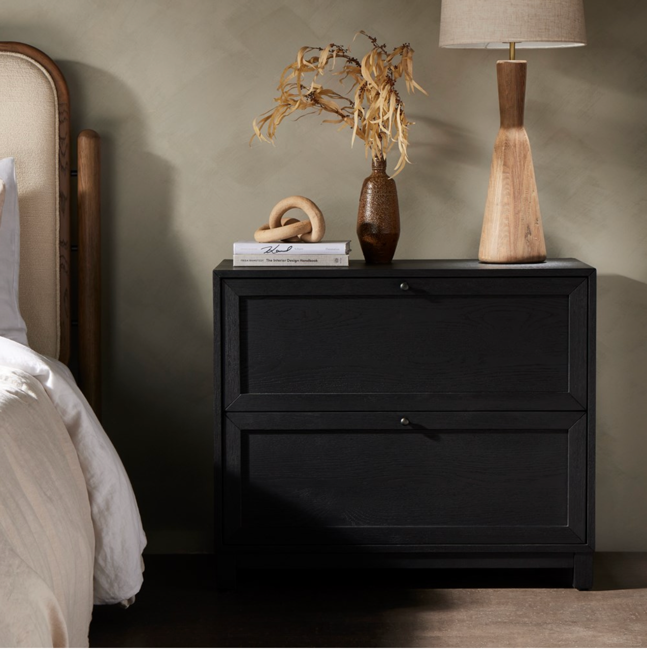 Arlo 32" 2 Drawer Nightstand - Drifted Matte Black
