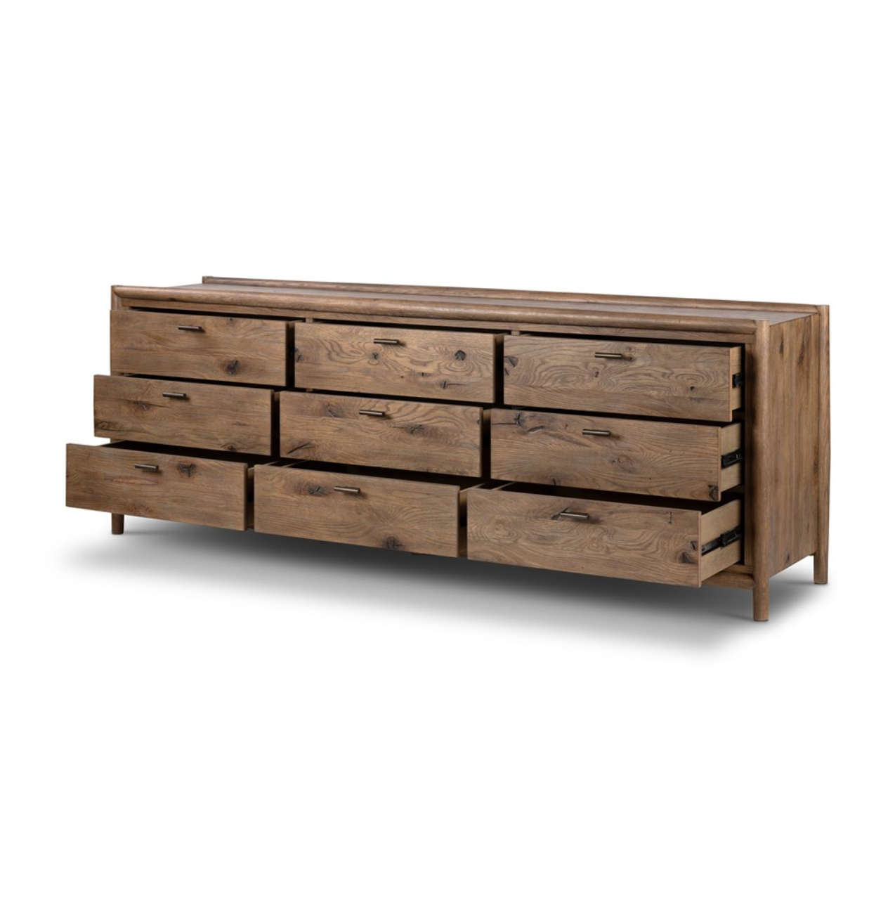 Hutchinson 85" 9 Drawer Dresser - Weathered Oak