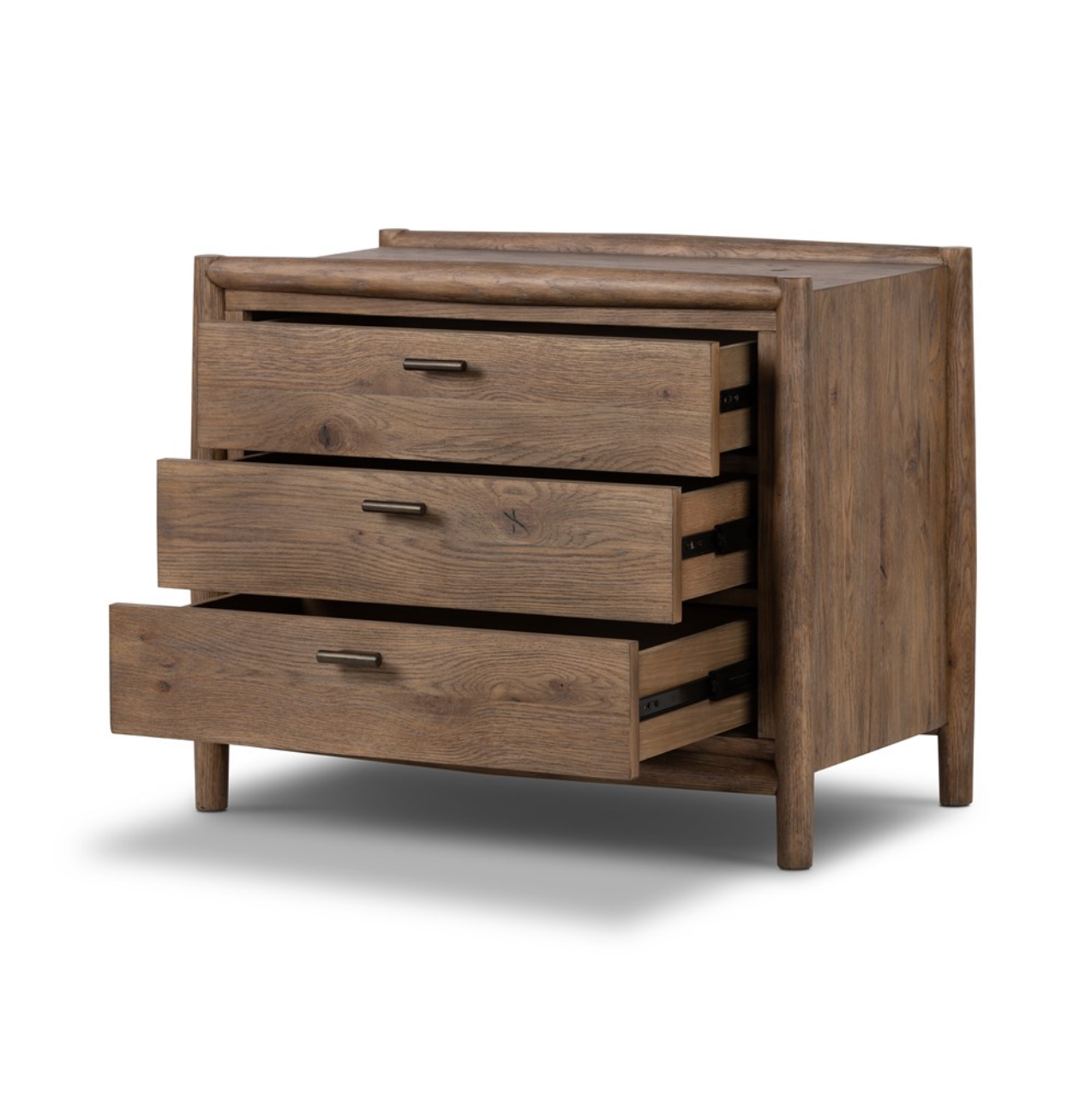 Hutchinson 32" 3 Drawer Nightstand - Weathered Oak