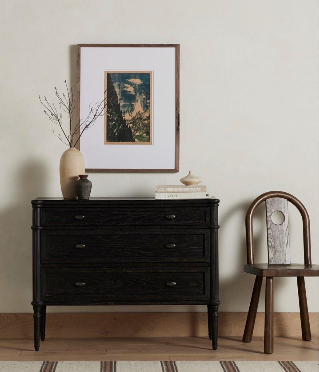 Eloise 44" 3 Drawer Chest - Distressed Black