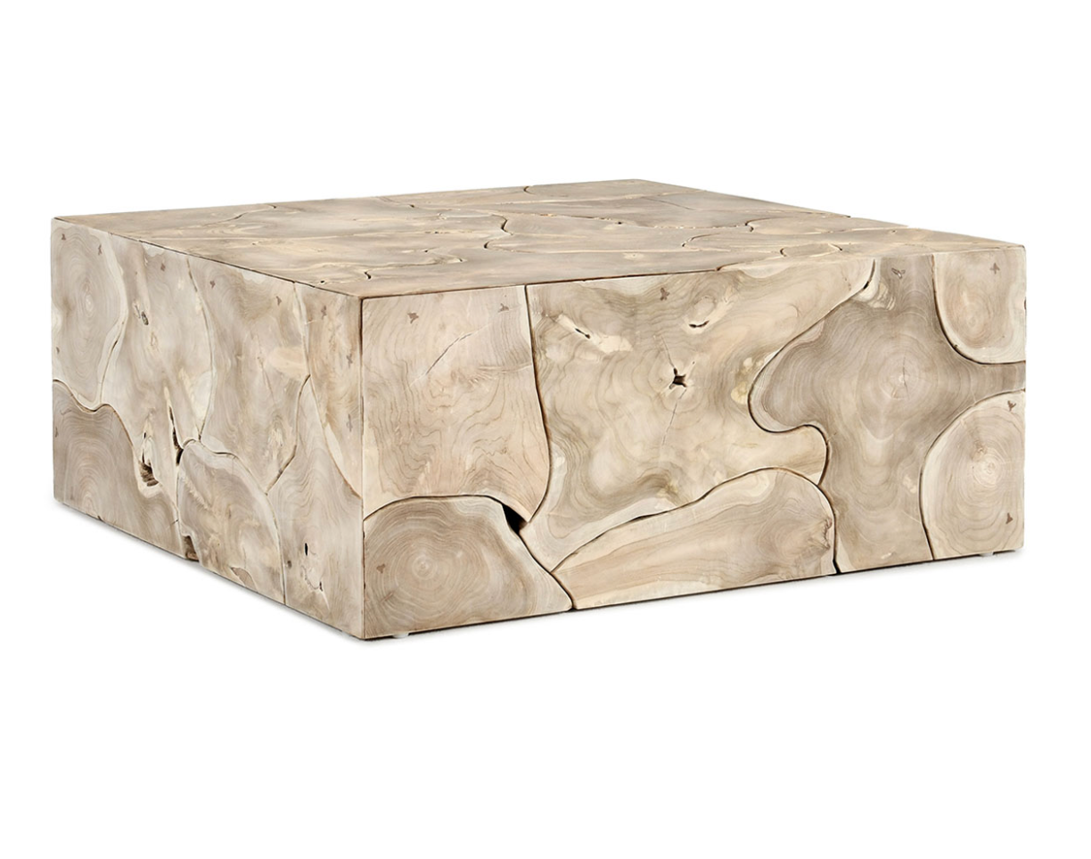 Taos 40" Square Teak Coffee Table - Bleached Teak
