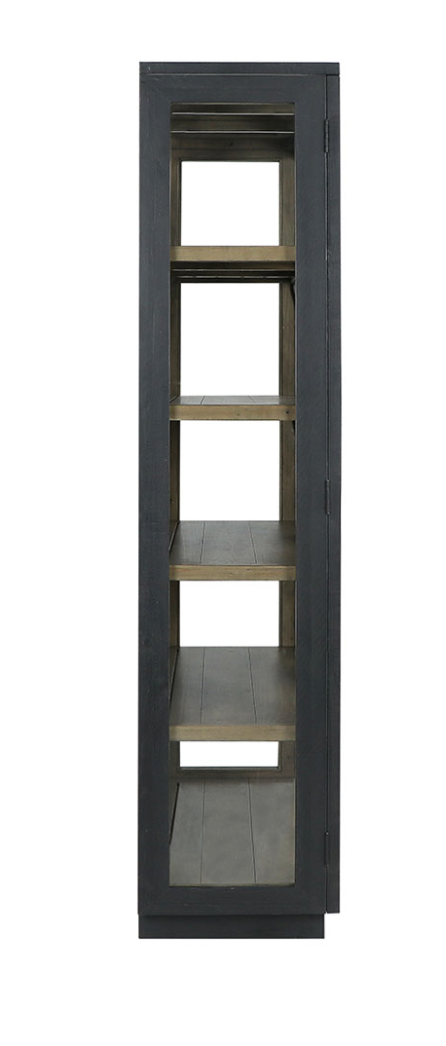 Hastings 38" Wood + Glass 2 Door Cabinet - Black + Rustic Brown