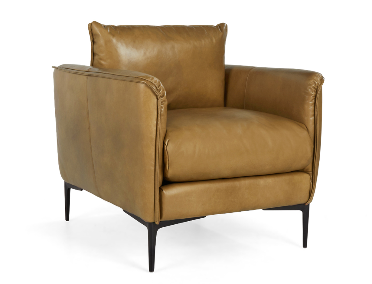 Amelia Top Grain Leather Club Chair - Tobacco
