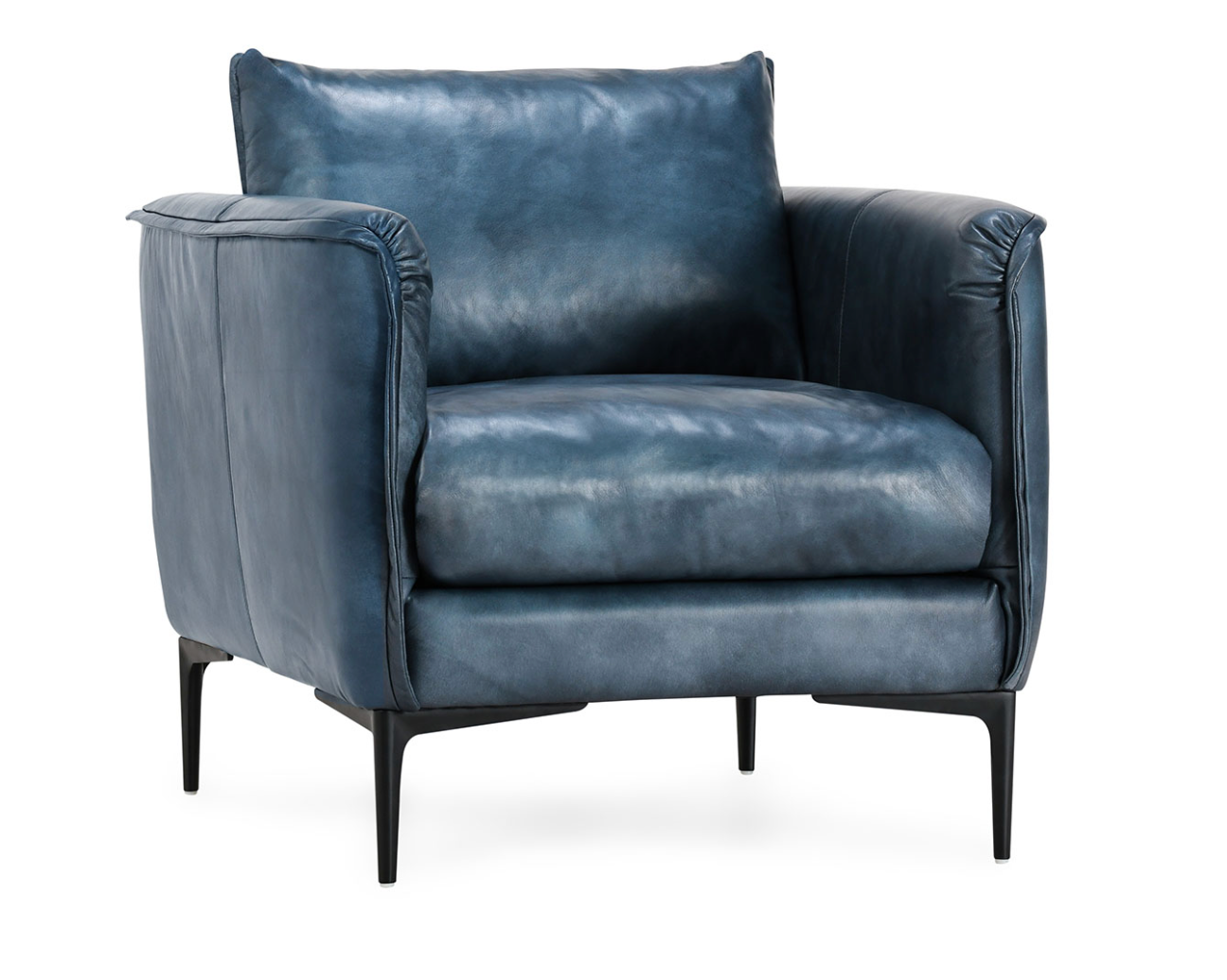 Amelia Top Grain Leather Club Chair - Blue