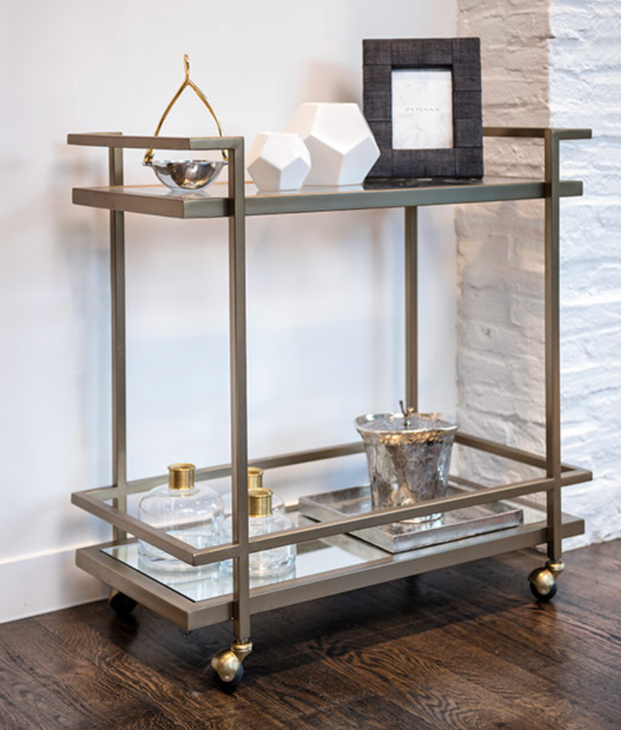 Anaheim 34" Bar Cart - Antique Brass