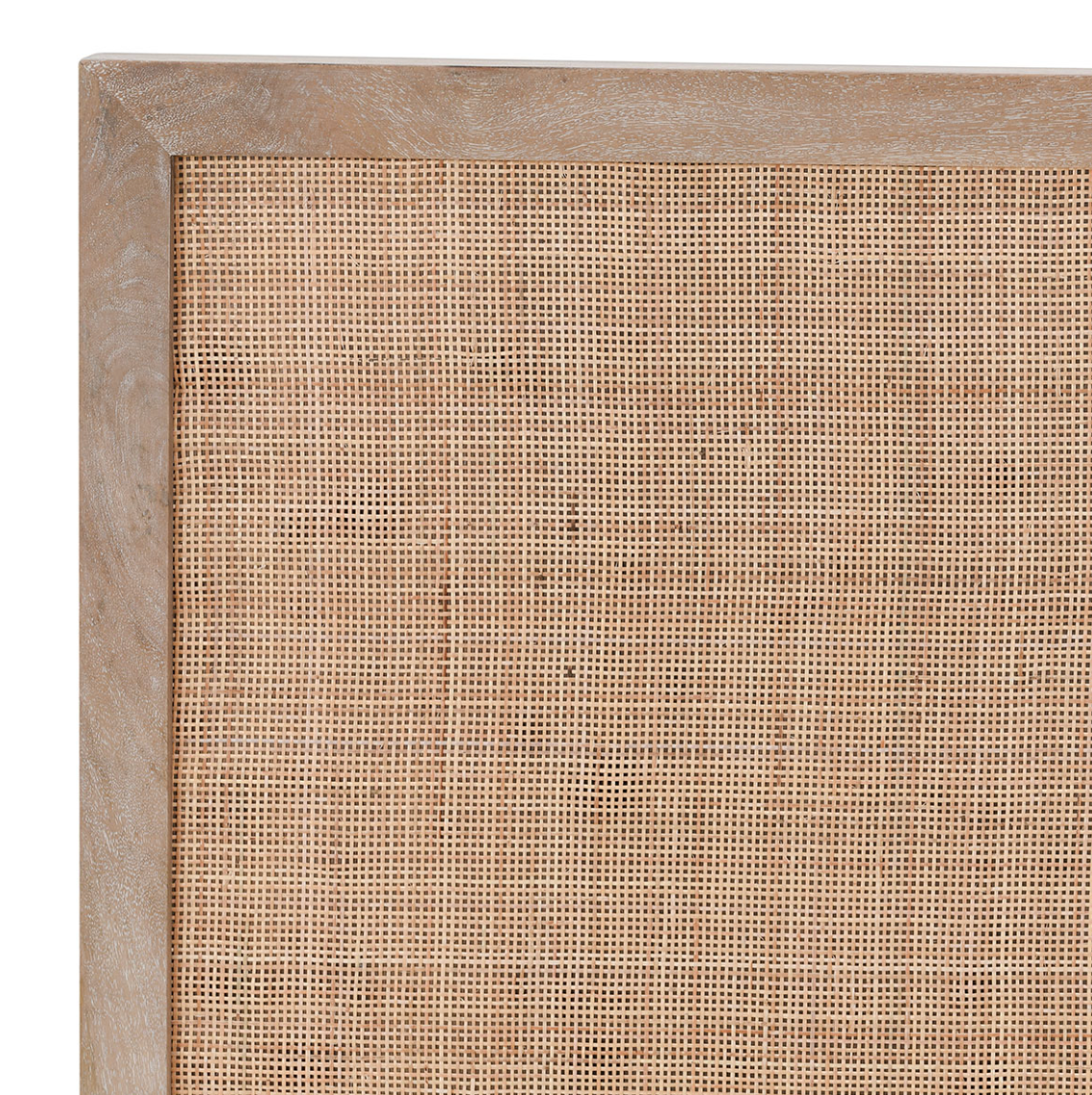 Plateau 64" Wood & Rattan Queen Bed - Light Natural