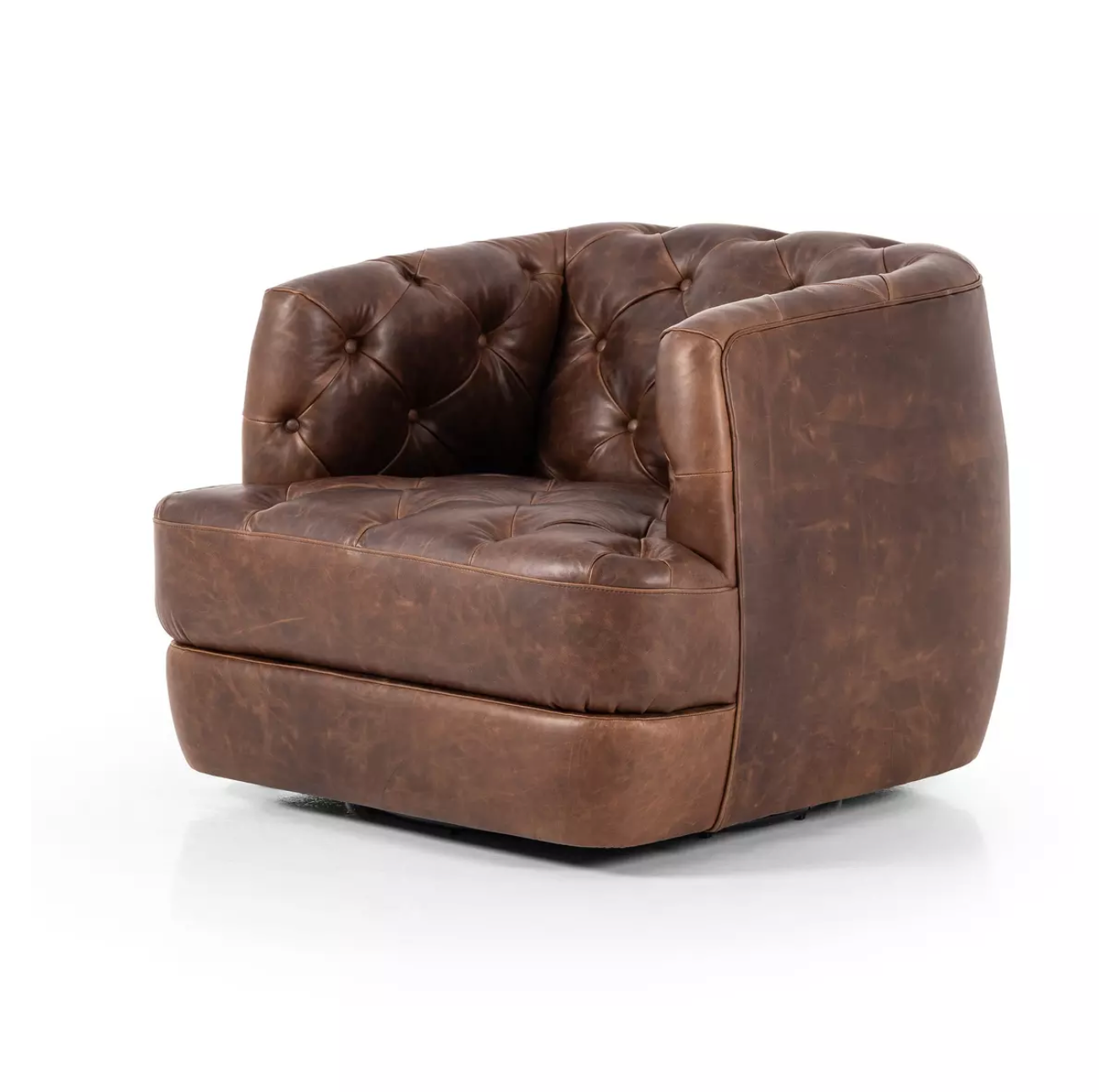 Almer 38" Top Grain Leather Swivel Chair - Cigar