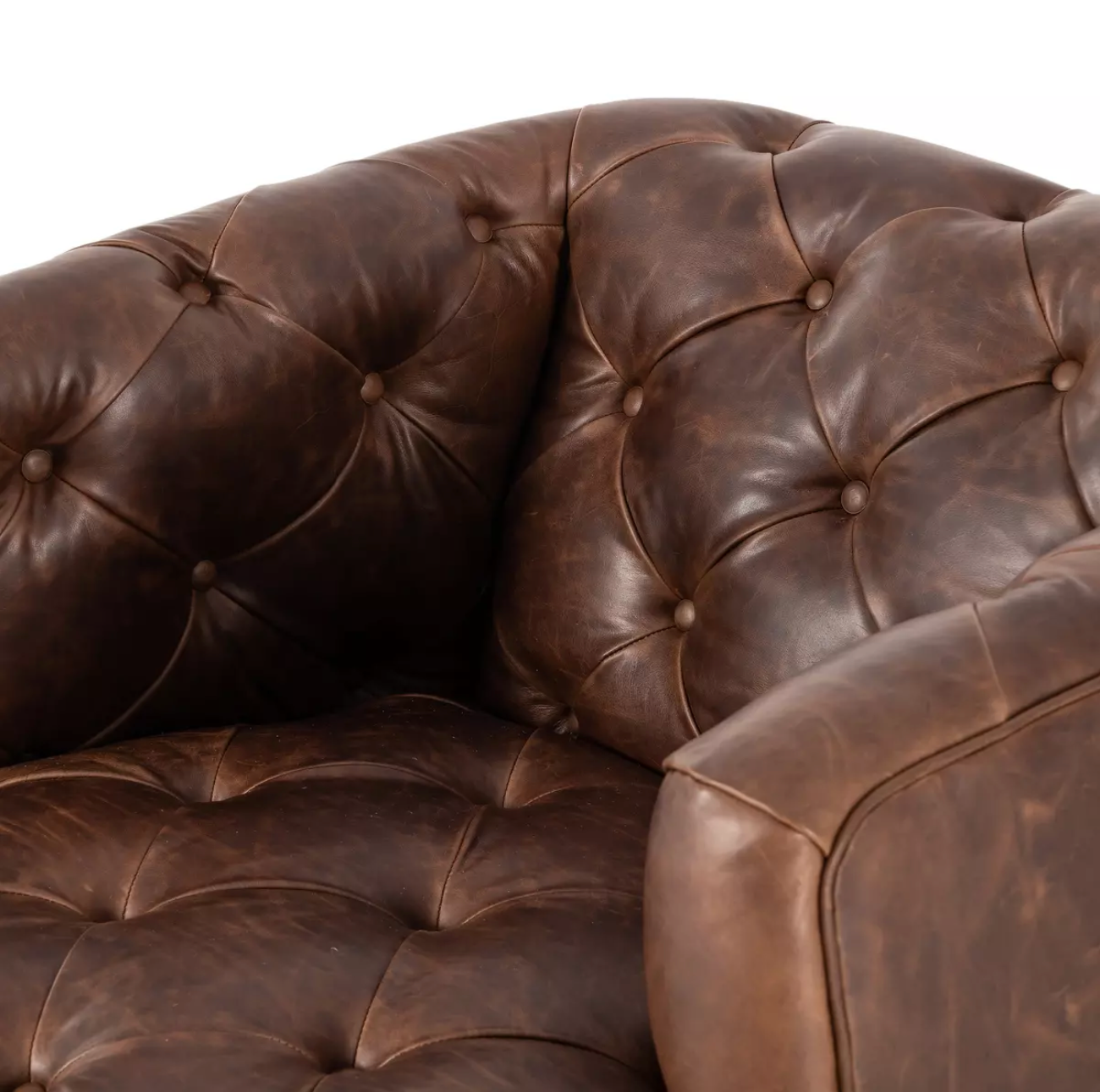 Almer 38" Top Grain Leather Swivel Chair - Cigar