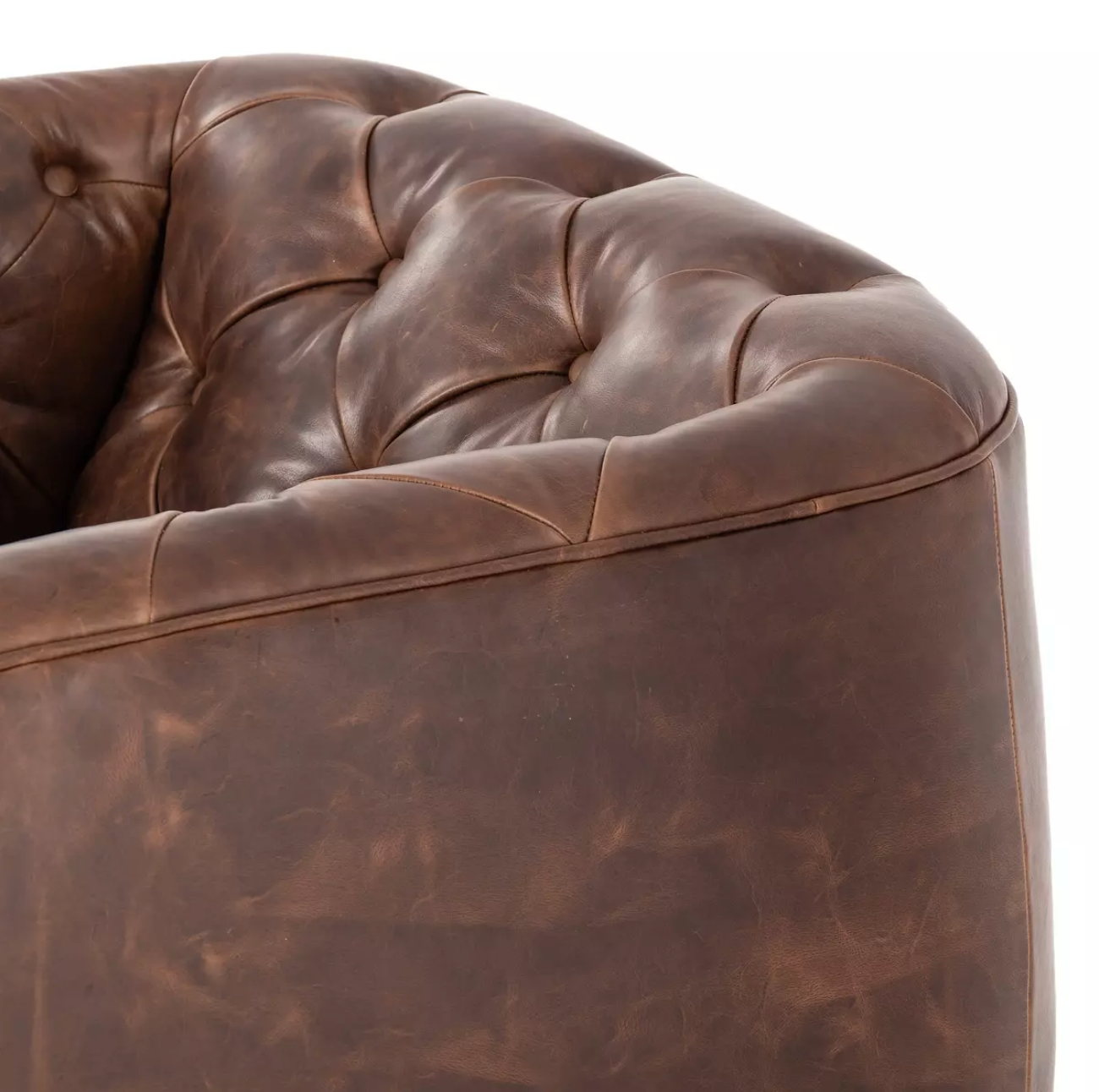 Almer 38" Top Grain Leather Swivel Chair - Cigar