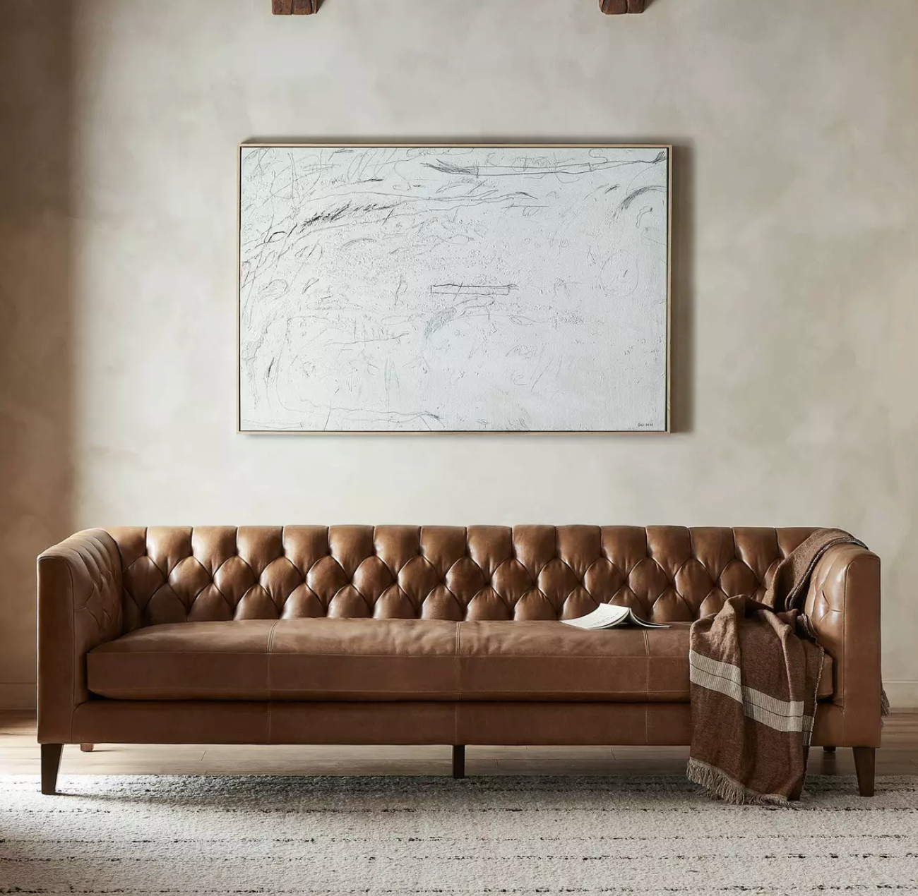 Dakota 96" Top Grain Leather Sofa - Dakota Warm Taupe