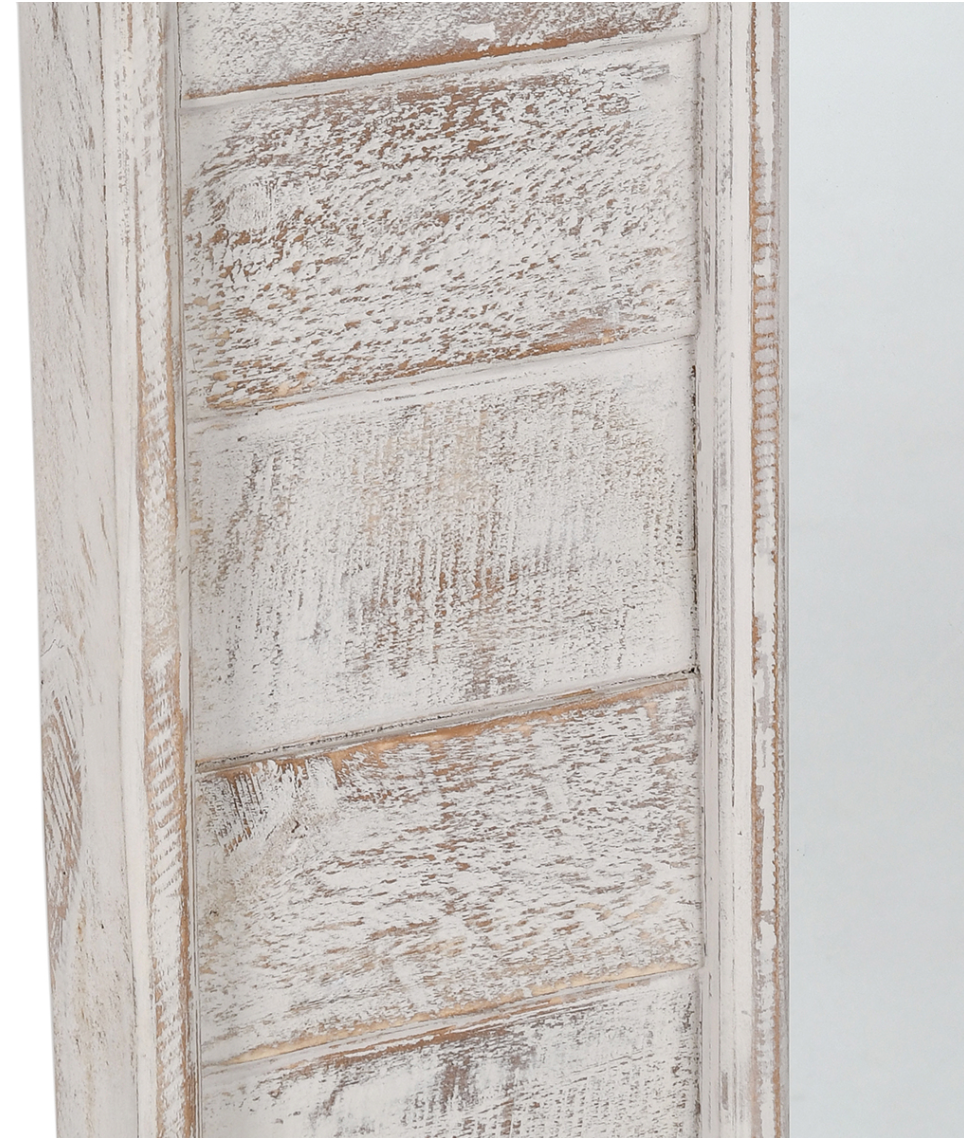 Marietta 90" Reclaimed Pine Floor Mirror - Distressed White