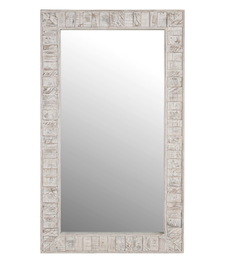 Marietta 90" Reclaimed Pine Floor Mirror - Distressed White