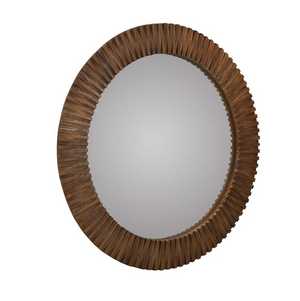 Nantucket 50" Round Wood Wall Mirror - Natural Brown