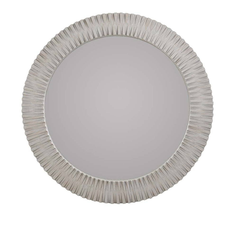 Nantucket 50" Round Wood Wall Mirror - White Wash