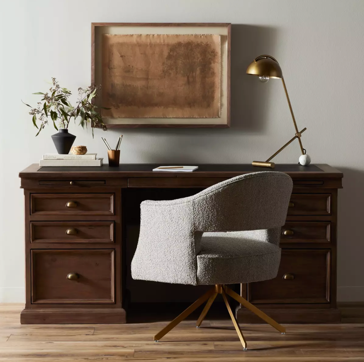 Harvey 69" Reclaimed Ash + Leather Executive Desk