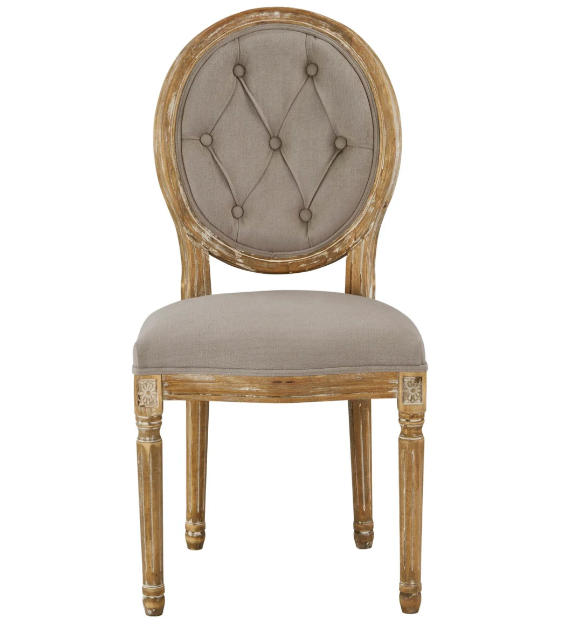 Gretel Tufted Dining Chairs - Dove Grey + Natural