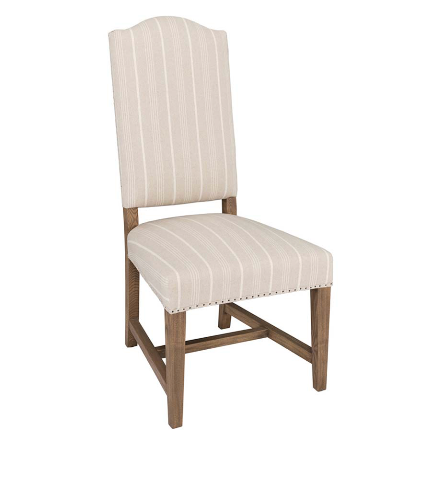Melrose Upholstered Dining Chair - Striped Linen + Ash