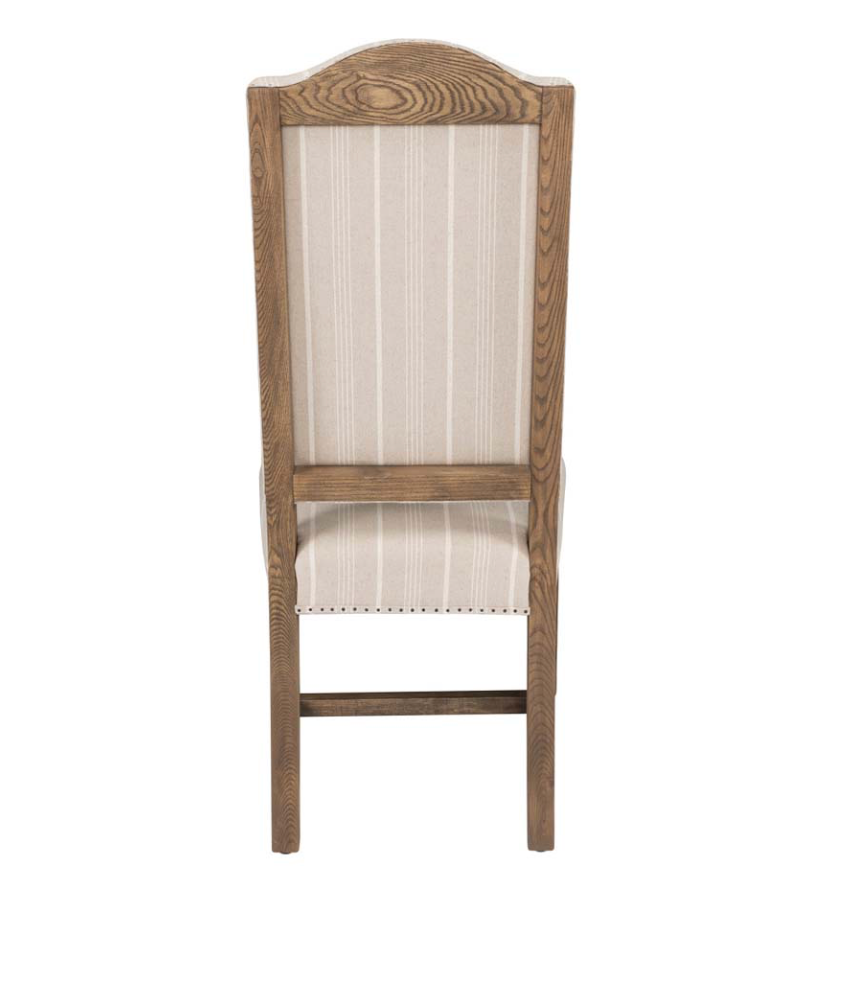 Melrose Upholstered Dining Chair - Striped Linen + Ash