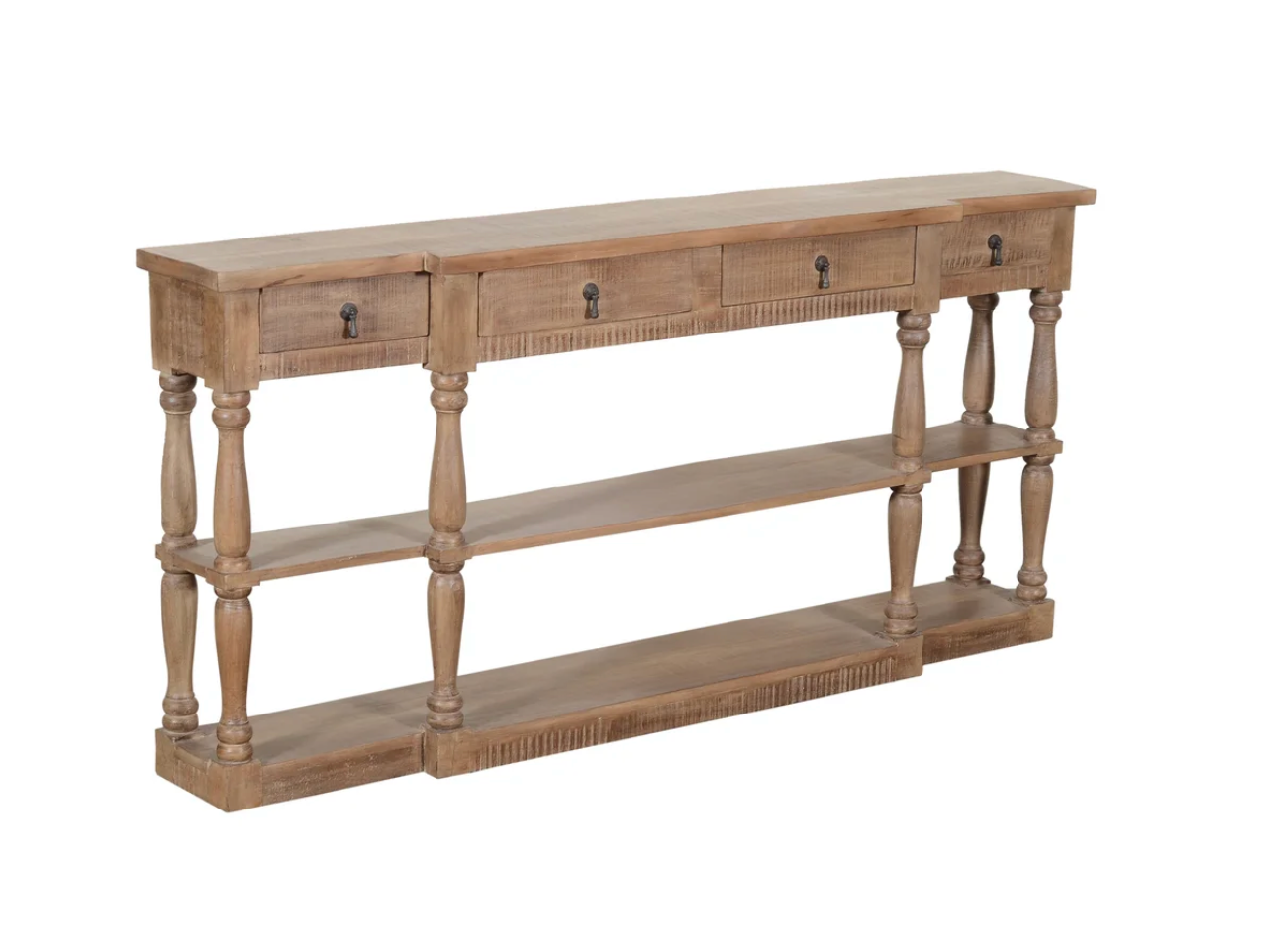 Graham 72" 4 Drawer Narrow Console Table - Rustic Brown