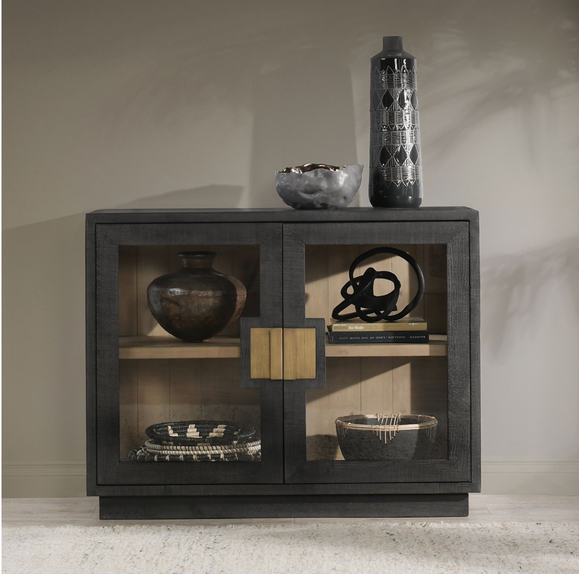 Mesa 46" 2 Door Reclaimed Pine Cabinet - Antique Black