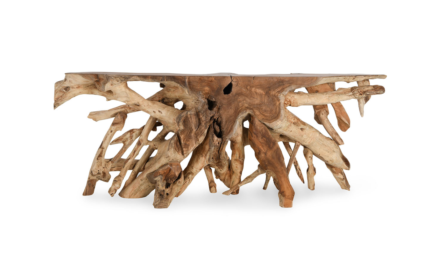 Crete 98" Natural Teak Root Console Table