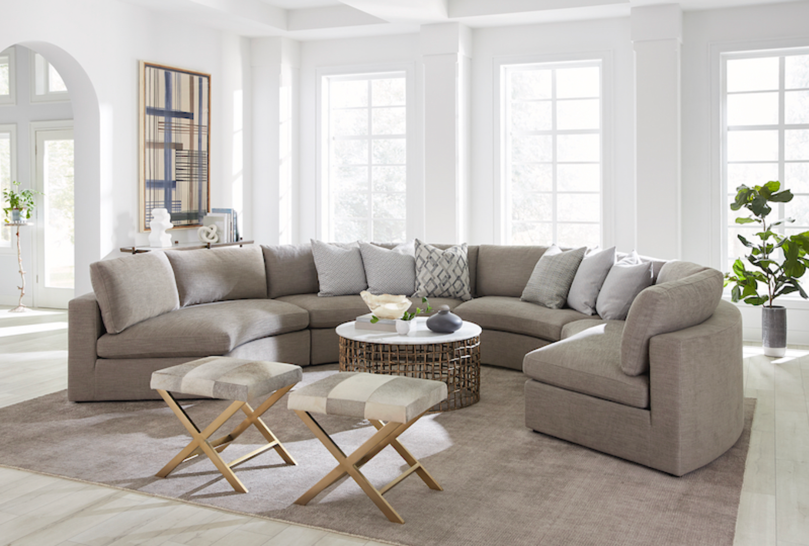 Griffin 23" Cross Ottoman - Frosted Hide