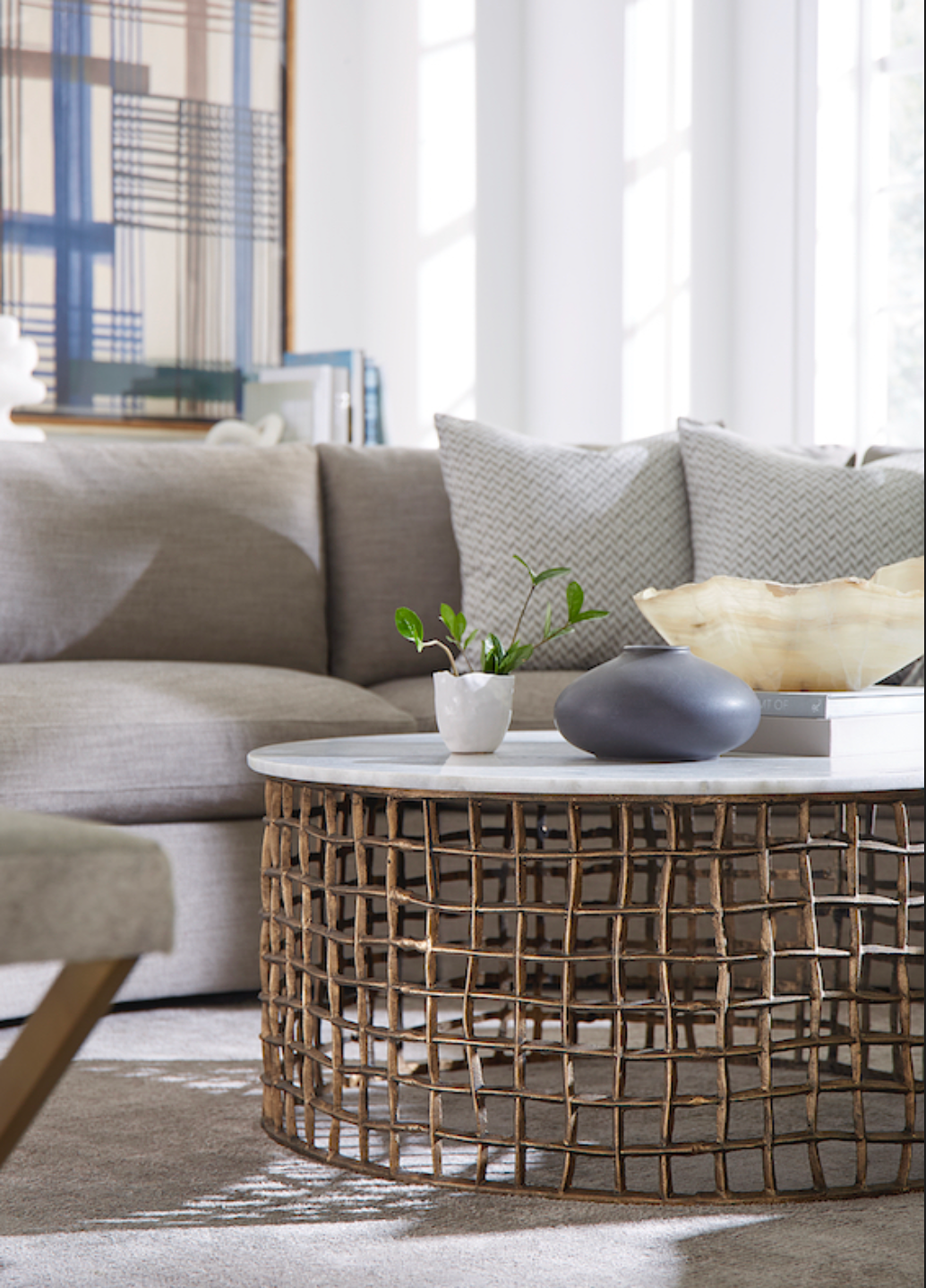 Luna 38" Coffee Table - Cloud Marble