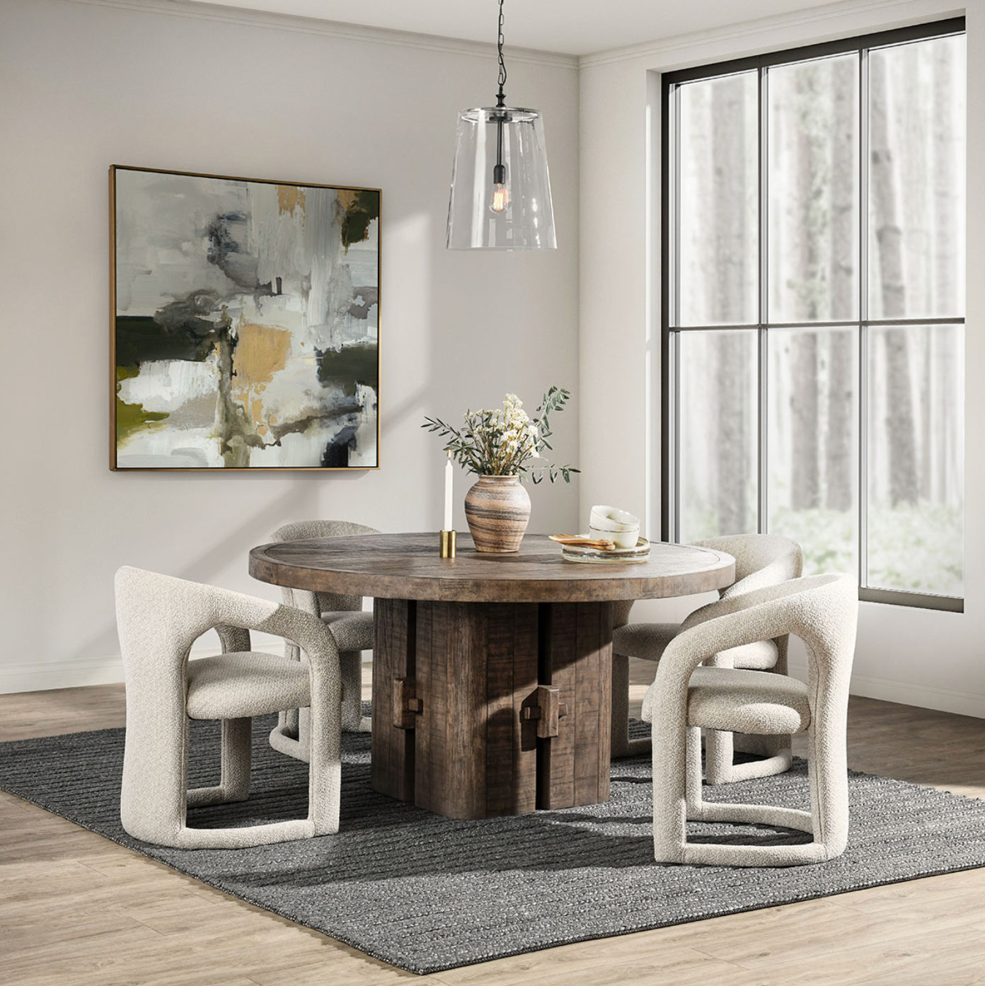 Valentina 60" Round Dining Table - Aged Brown