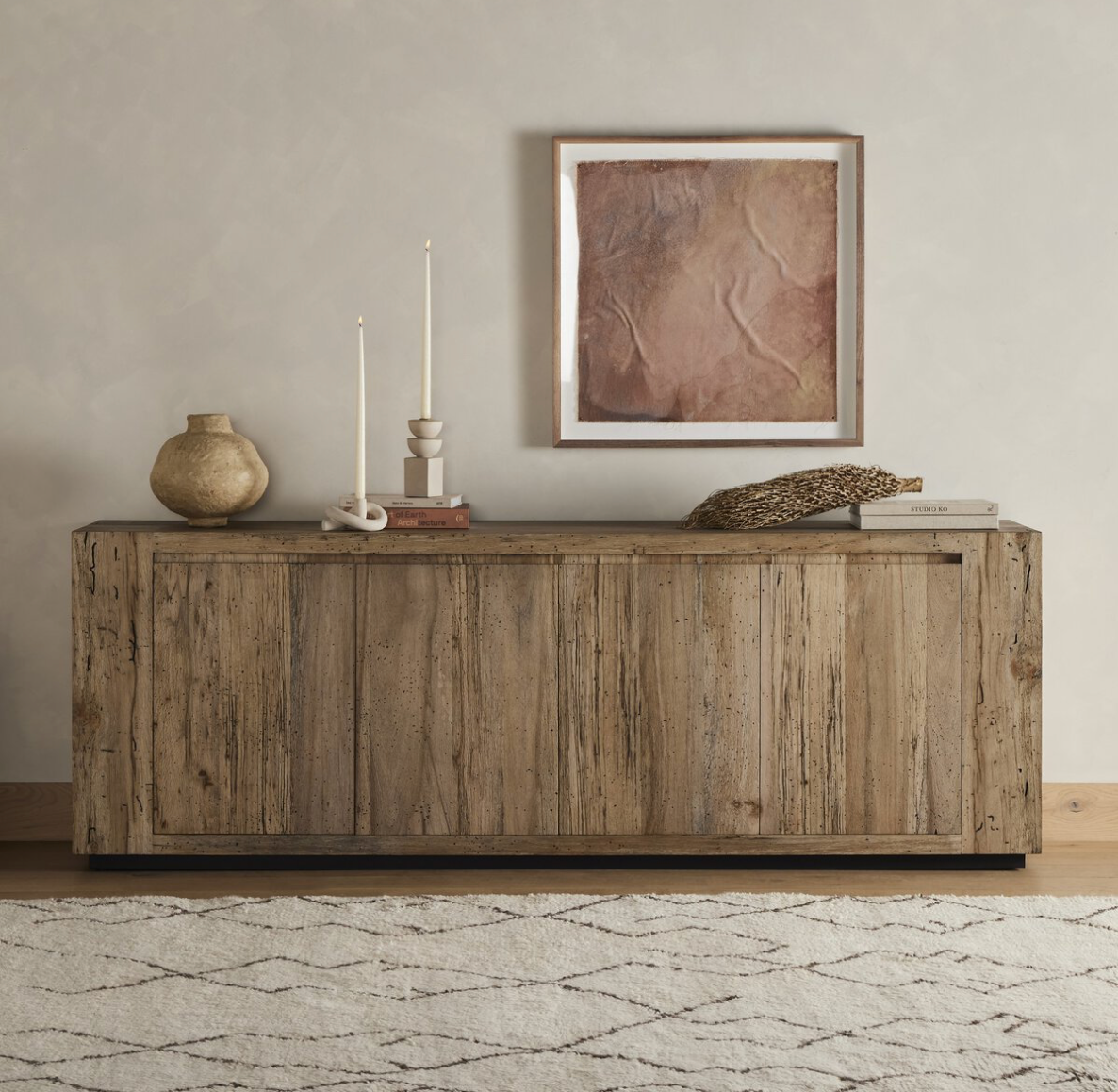 Laramie 95" 4 Door Sideboard - Rustic Oak