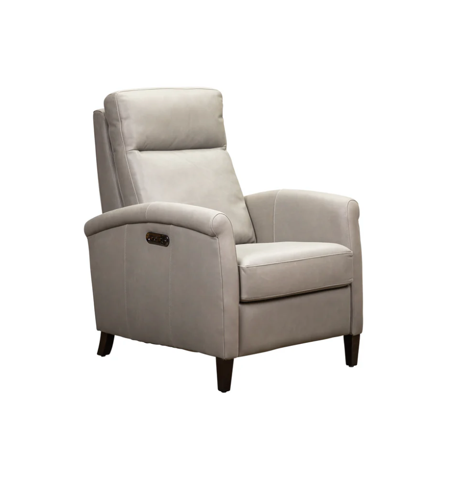 Athena 29" Top Grain Leather Power Reclining Chair - Light Slate