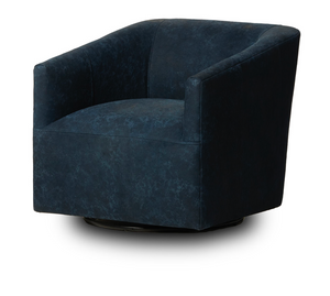 Jaxon 30" Top Grain Leather Swivel Chair - Deep Lagoon