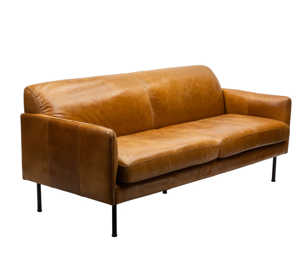 Apollo 70" Top Grain Leather 2 Cushion Sofa - Saddle