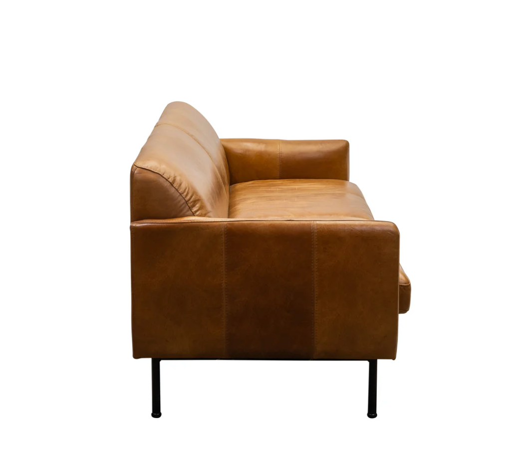 Apollo 70" Top Grain Leather 2 Cushion Sofa - Saddle