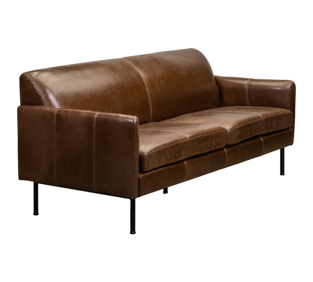 Apollo 70" Top Grain Leather 2 Cushion Sofa - Bark