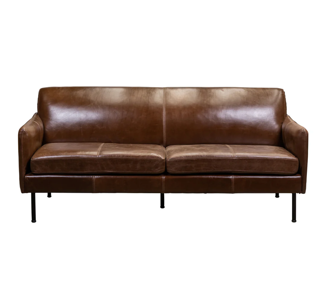 Apollo 70" Top Grain Leather 2 Cushion Sofa - Bark