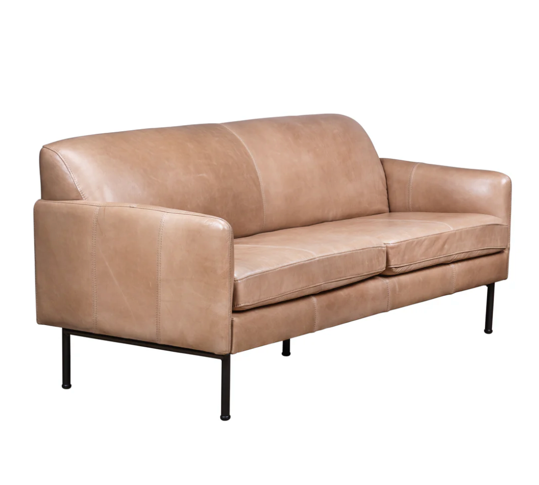 Apollo 70" Top Grain Leather 2 Cushion Sofa - Taupe