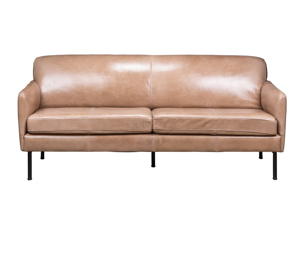 Apollo 70" Top Grain Leather 2 Cushion Sofa - Taupe