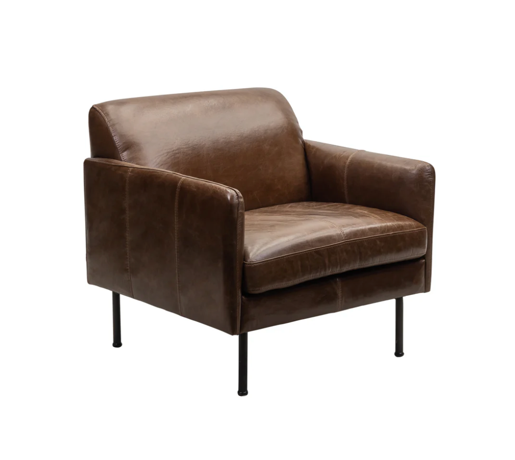 Apollo 30" Top Grain Leather Occasional Chair - Bark