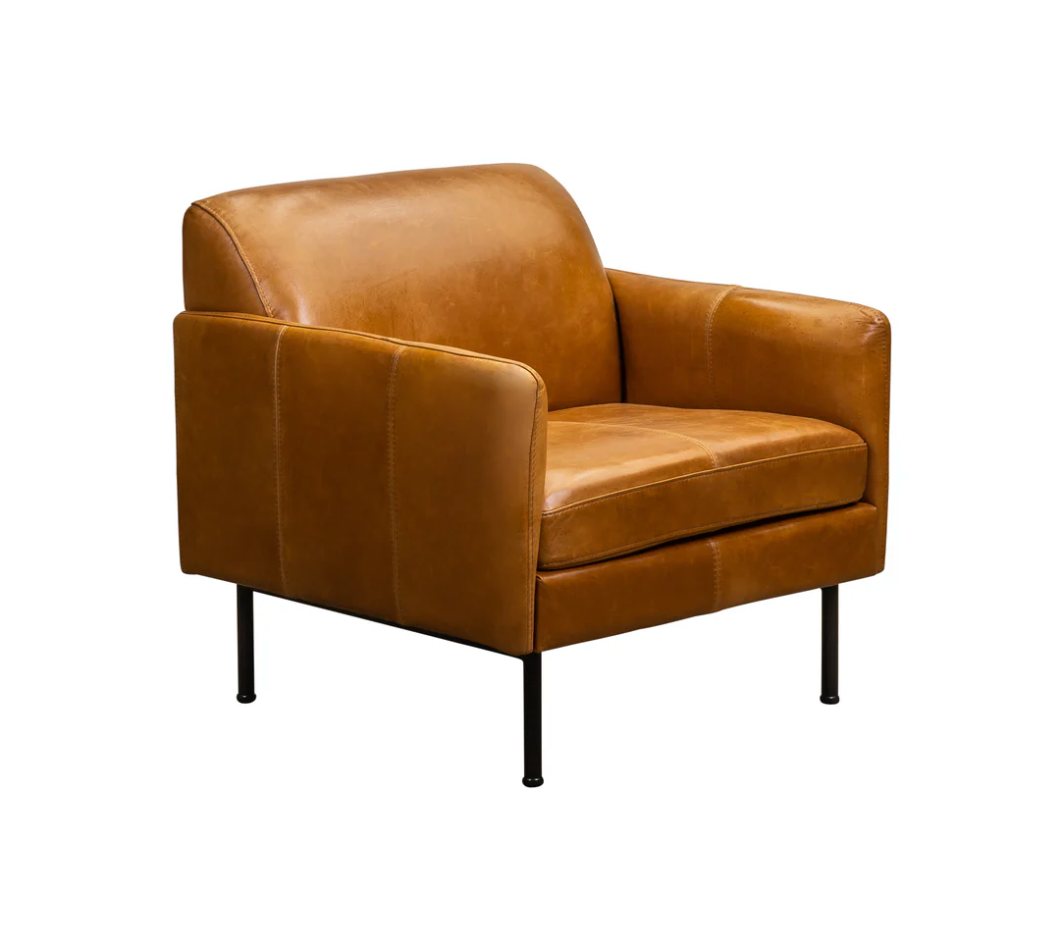 Apollo 30" Top Grain Leather Occasional Chair - Saddle