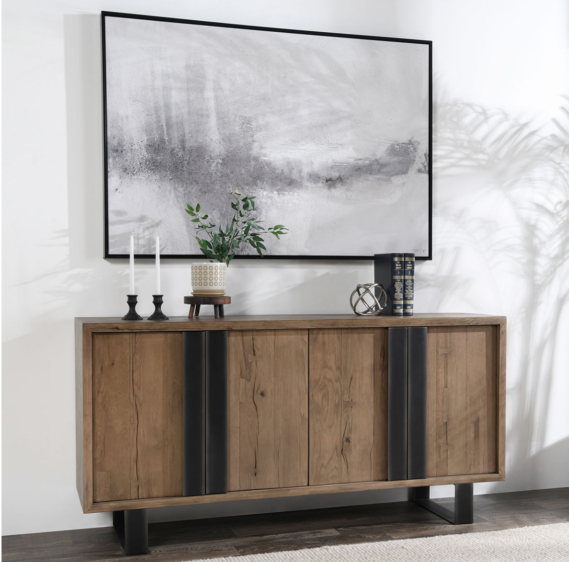 Comanche 72" 4 Door Reclaimed Oak Sideboard - Natural + Iron
