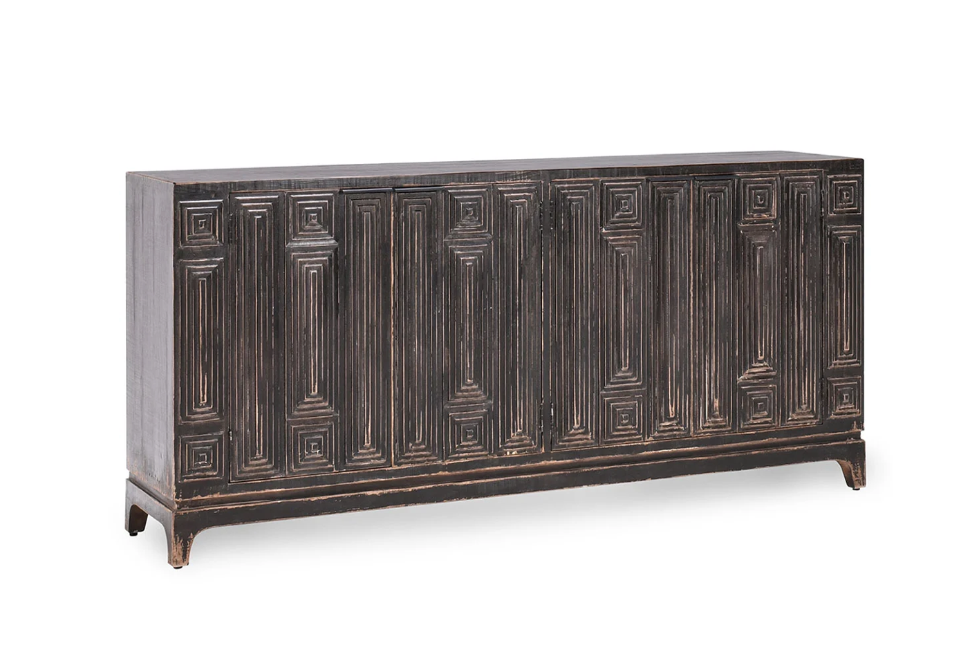 Cayo 82" 4 Door Reclaimed Pine Sideboard - Distressed Black