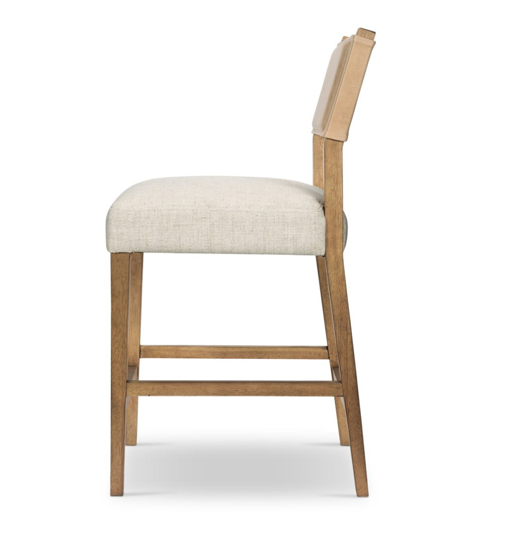 Trey 20" Counter Stool - Burnished Brown + Beige Leather